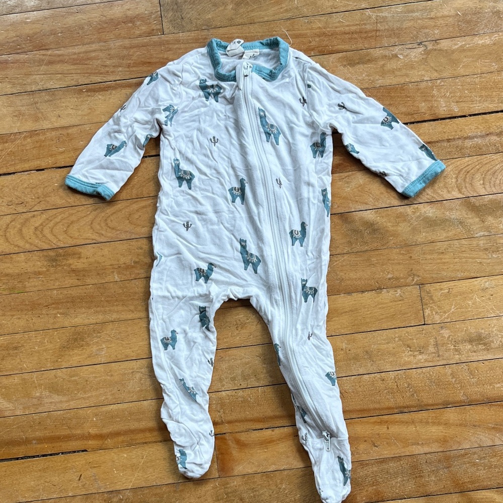 Kyte BABY Alpaca White and Teal Kids Footie